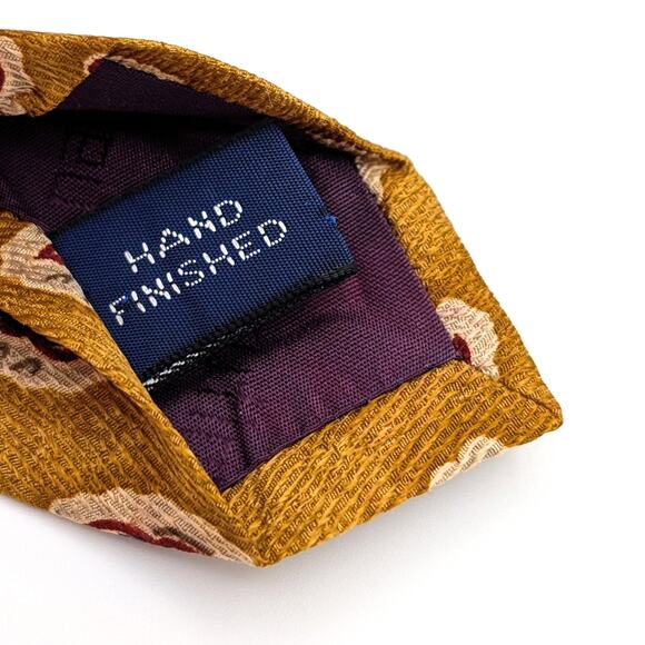 Vintage Nautica Silk Tie Gold Abstract Geometric Preppy 90s Retro Made in USA - Picture 6 of 9